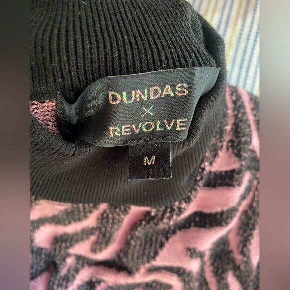 Dundas X Revolve Mini Sweater Knits Dress Womens  Sz M Black  And Pink Metallic - Picture 8 of 14